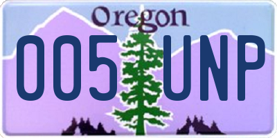 OR license plate 005UNP