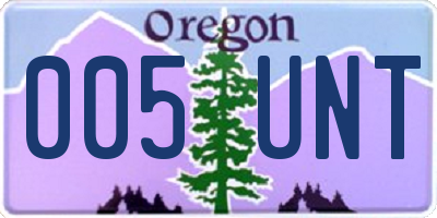 OR license plate 005UNT