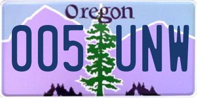 OR license plate 005UNW