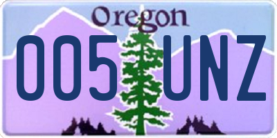 OR license plate 005UNZ