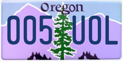 OR license plate 005UOL