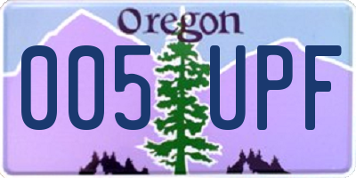 OR license plate 005UPF