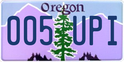 OR license plate 005UPI