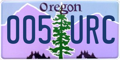 OR license plate 005URC