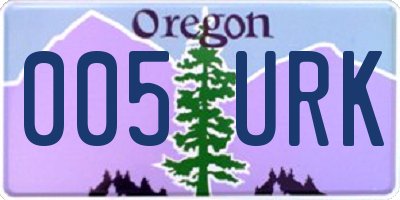 OR license plate 005URK