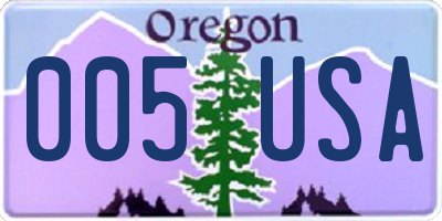 OR license plate 005USA