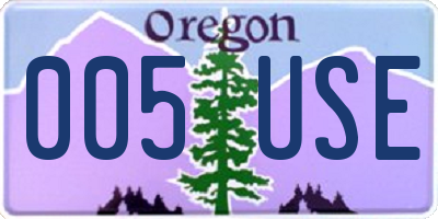 OR license plate 005USE
