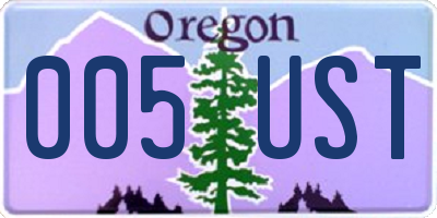 OR license plate 005UST