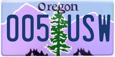 OR license plate 005USW