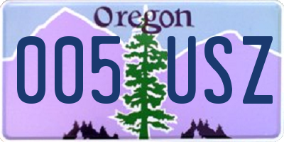 OR license plate 005USZ