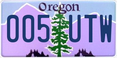 OR license plate 005UTW