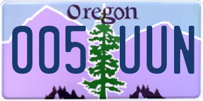 OR license plate 005UUN