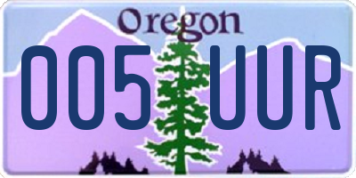 OR license plate 005UUR