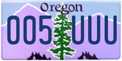 OR license plate 005UUU