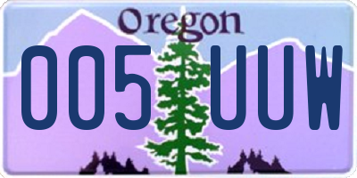 OR license plate 005UUW