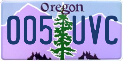 OR license plate 005UVC