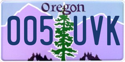 OR license plate 005UVK