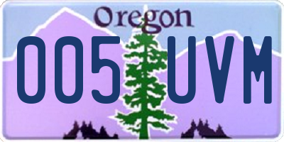 OR license plate 005UVM
