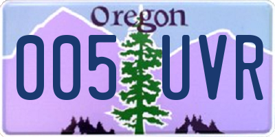 OR license plate 005UVR