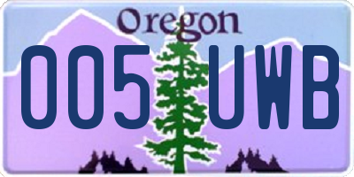 OR license plate 005UWB