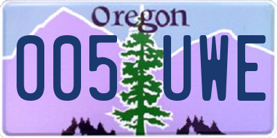 OR license plate 005UWE