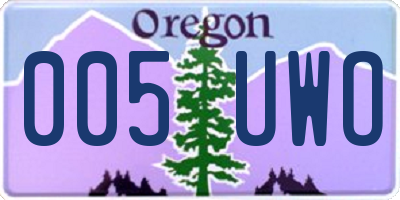 OR license plate 005UWO