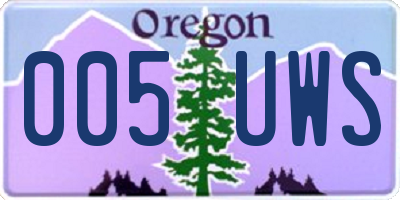 OR license plate 005UWS