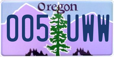 OR license plate 005UWW