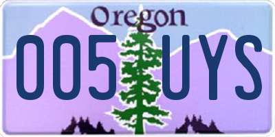 OR license plate 005UYS
