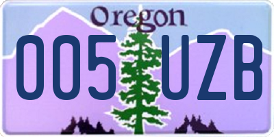 OR license plate 005UZB