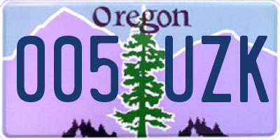 OR license plate 005UZK