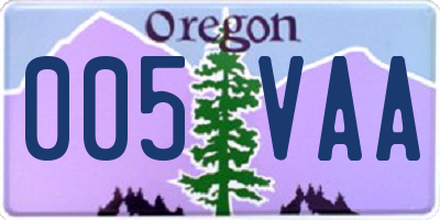 OR license plate 005VAA