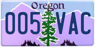 OR license plate 005VAC