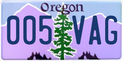 OR license plate 005VAG