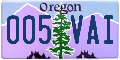 OR license plate 005VAI