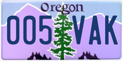 OR license plate 005VAK