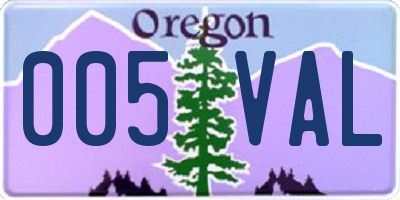 OR license plate 005VAL