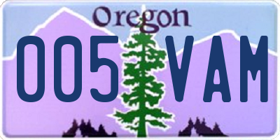 OR license plate 005VAM