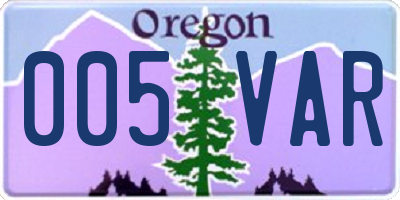 OR license plate 005VAR