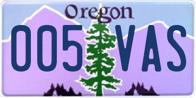 OR license plate 005VAS