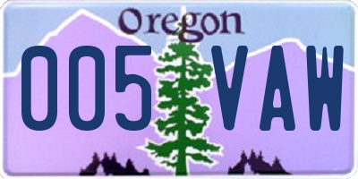 OR license plate 005VAW