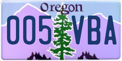 OR license plate 005VBA