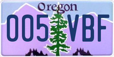 OR license plate 005VBF