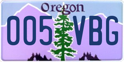 OR license plate 005VBG