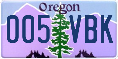 OR license plate 005VBK