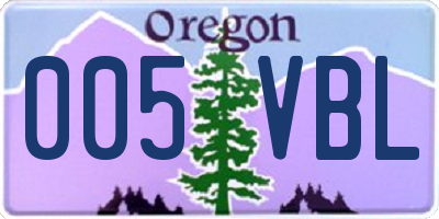 OR license plate 005VBL