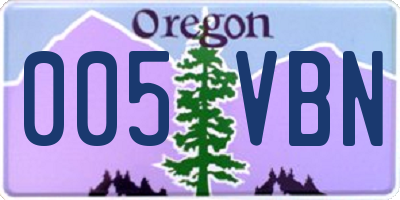 OR license plate 005VBN