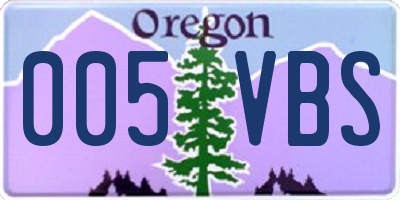 OR license plate 005VBS