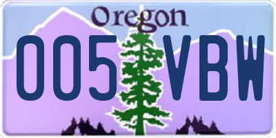 OR license plate 005VBW