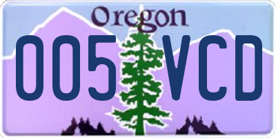 OR license plate 005VCD